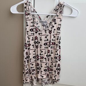 Charlotte Russe Geometric Print Tank Top - Black and Red on Cream
